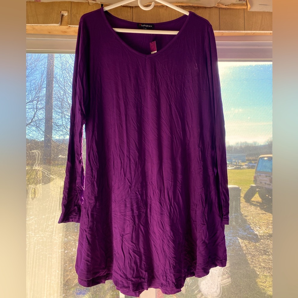 Bella grace 2x woman’s long sleeve blouse purple